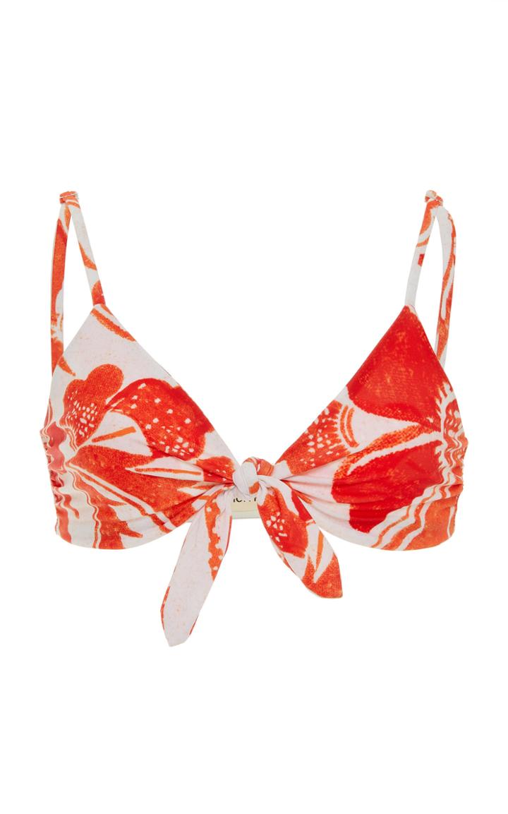 Moda Operandi Mara Hoffman Carla Printed Tie-front Bikini Top Size: Xxs