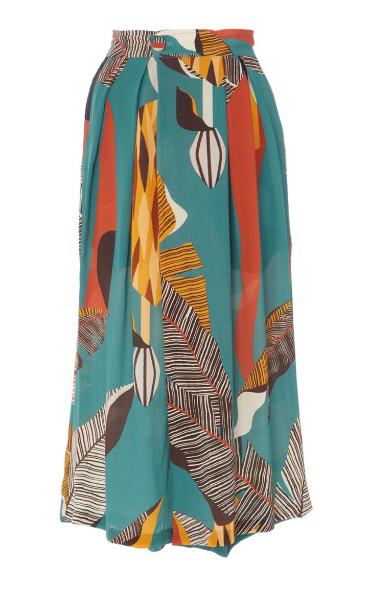 Adriana Degreas Bahiana Pantacourt Pleated Silk Pants