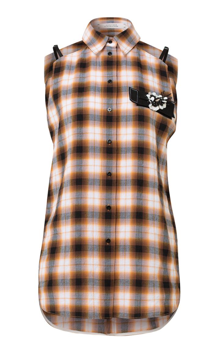 Dorothee Schumacher Fragmented Checks Sleeveless Cotton Blend Top