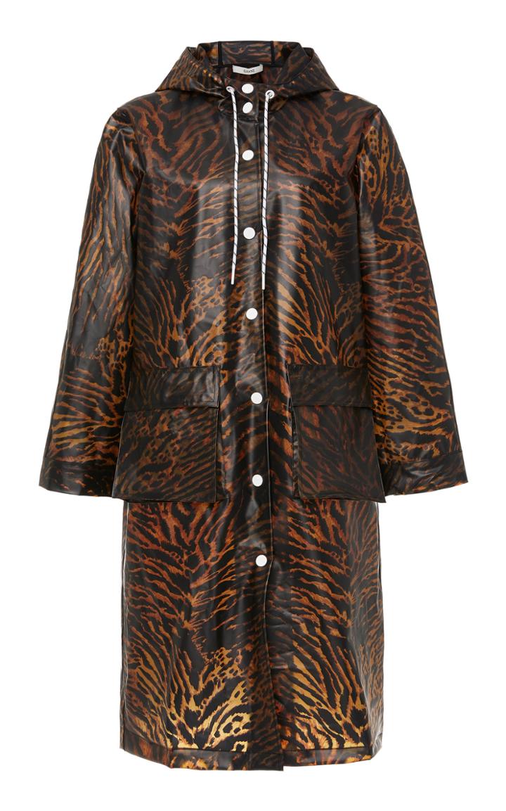 Ganni Tiger-print Biodegradable Shell Coat