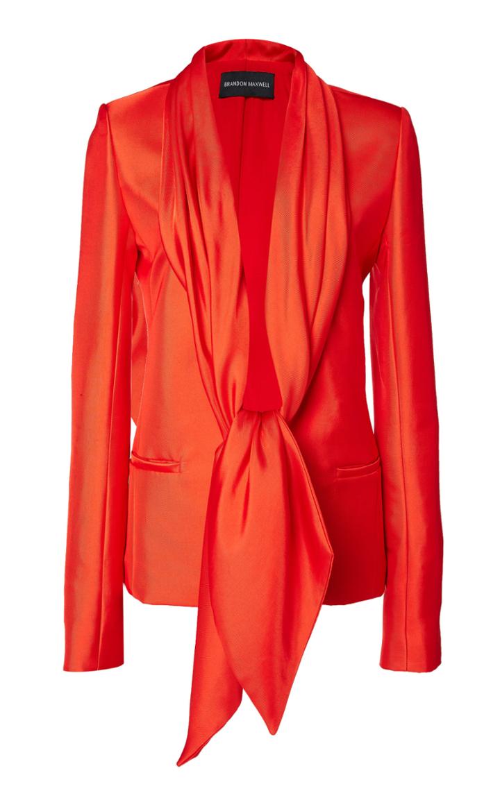 Brandon Maxwell Tie-front Satin Blazer