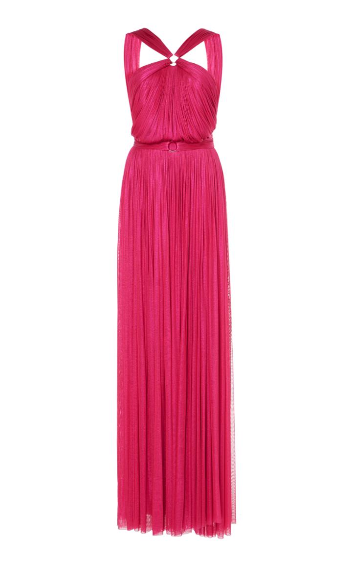 Maria Lucia Hohan Blossom Metallic Tulle Halter Gown