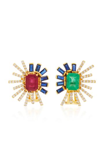 Carol Kauffmann Ruby And Emerald Duo Mini Earrings