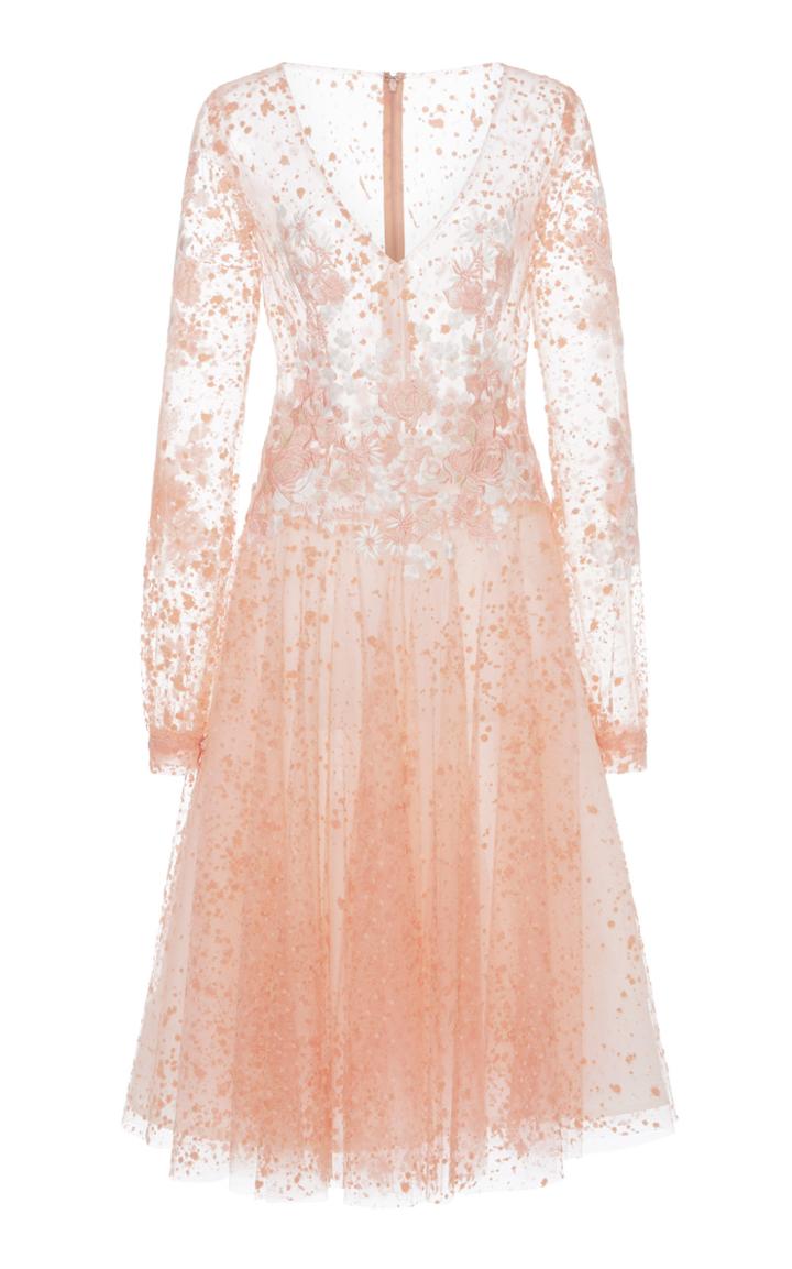 Costarellos Embroidered V-neck Dress
