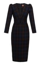 Lena Hoschek Kate Checked Wool-blend Midi Dress