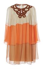 Moda Operandi Alberta Ferretti Chiffon Pleataed Mini Dress With Woven Leather Neckli