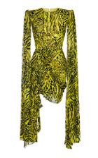 Alex Perry Dexter Leopard Print Chiffon Long Sleeve Dress