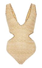 Missoni Mare Gold Wave Cutout Crepe One Piece Swimsuit