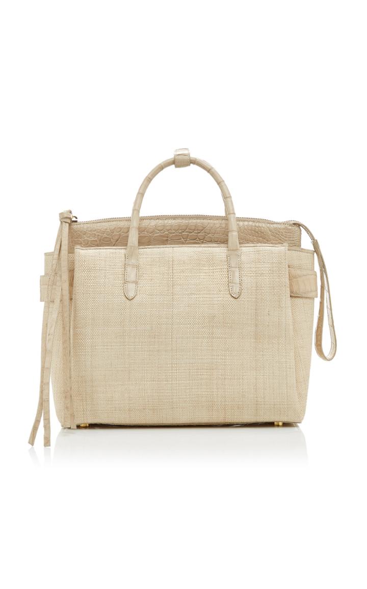 Nancy Gonzalez Cristie Medium Crocodile-trimmed Straw Bag