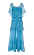 Alberta Ferretti Layered Cotton Blend Maxi Dress