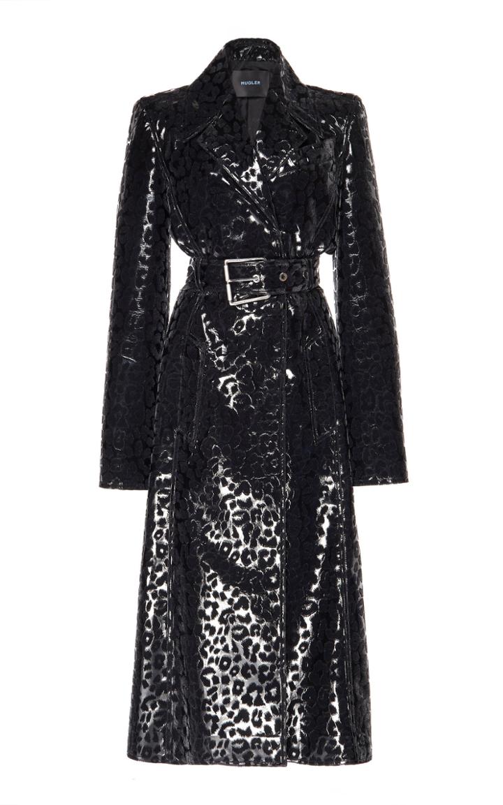 Mugler Flocked Leopard Print Vinyl Coat