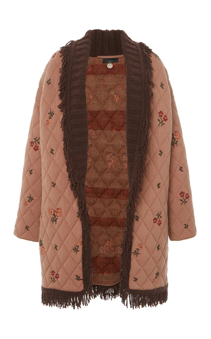 Moda Operandi Alanui Fringe-trimmed Quilted Floral Wool-blend Cardigan