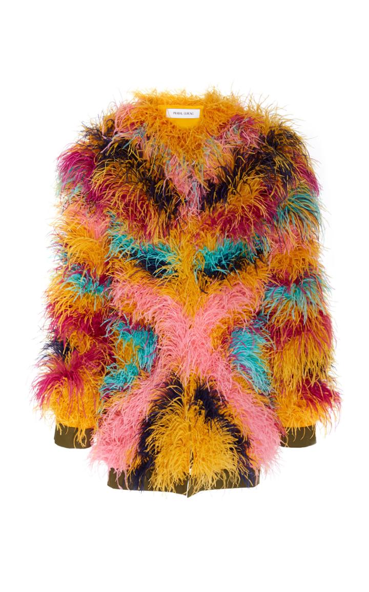 Prabal Gurung Karaj Raglan Oversized Feather Jacket