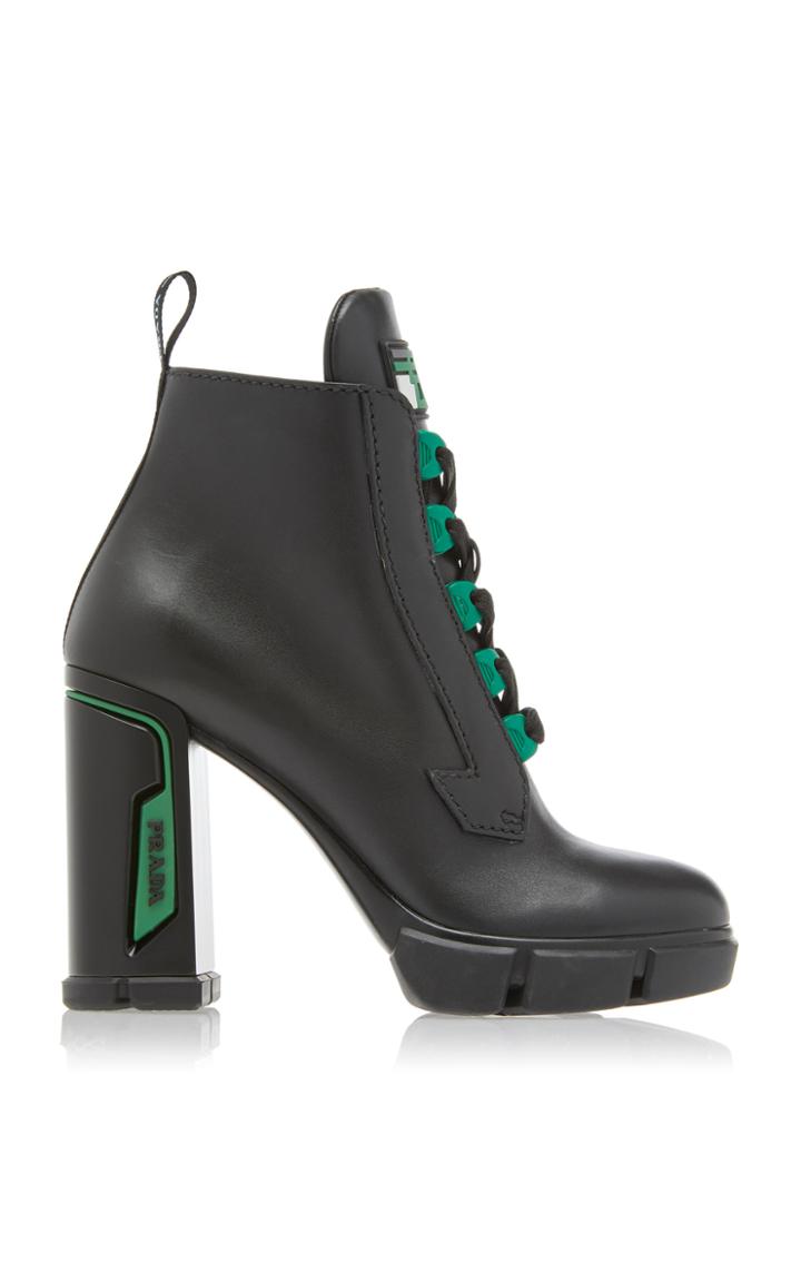 Prada Tronchetti Leather Ankle Boots