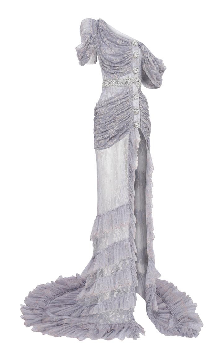 Moda Operandi Raisa Vanessa One-shoulder Lace Gown