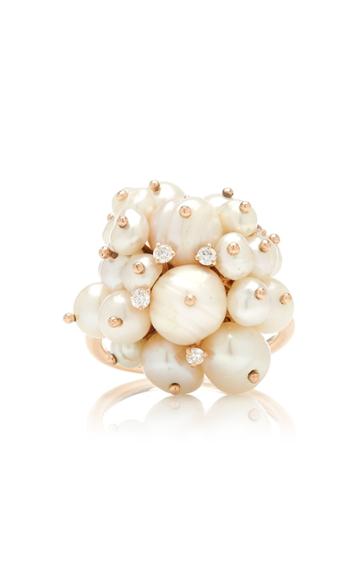 Crysellas Miniko 14k Rose Gold Pearl And Diamond Ring