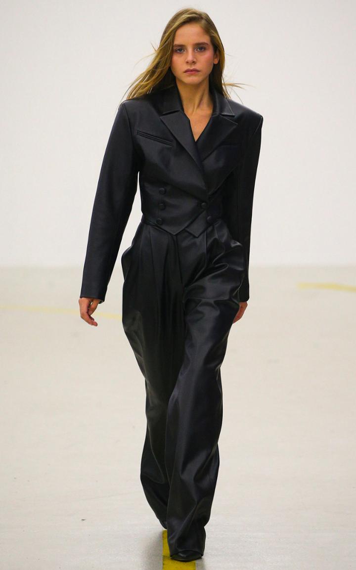 Matriel Faux Leather Pleated Wide-leg Pants