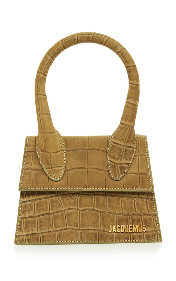 Jacquemus Le Chiquito Moyen Croc-effect Suede Top Handle Bag