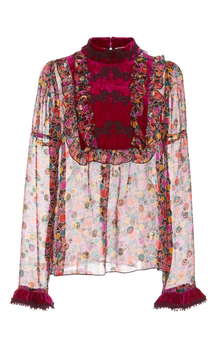 Anna Sui Apples And Cherries Chiffon Top