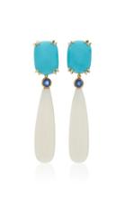 Sorab & Roshi 18k Gold Turquoise Sapphire And Coral Earrings
