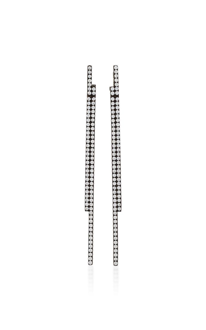 As29 Bolo Diamond & 18k Black Gold Stick Earrings
