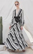 Silvia Tcherassi Filomena Long Sleeve Silk Maxi Dress