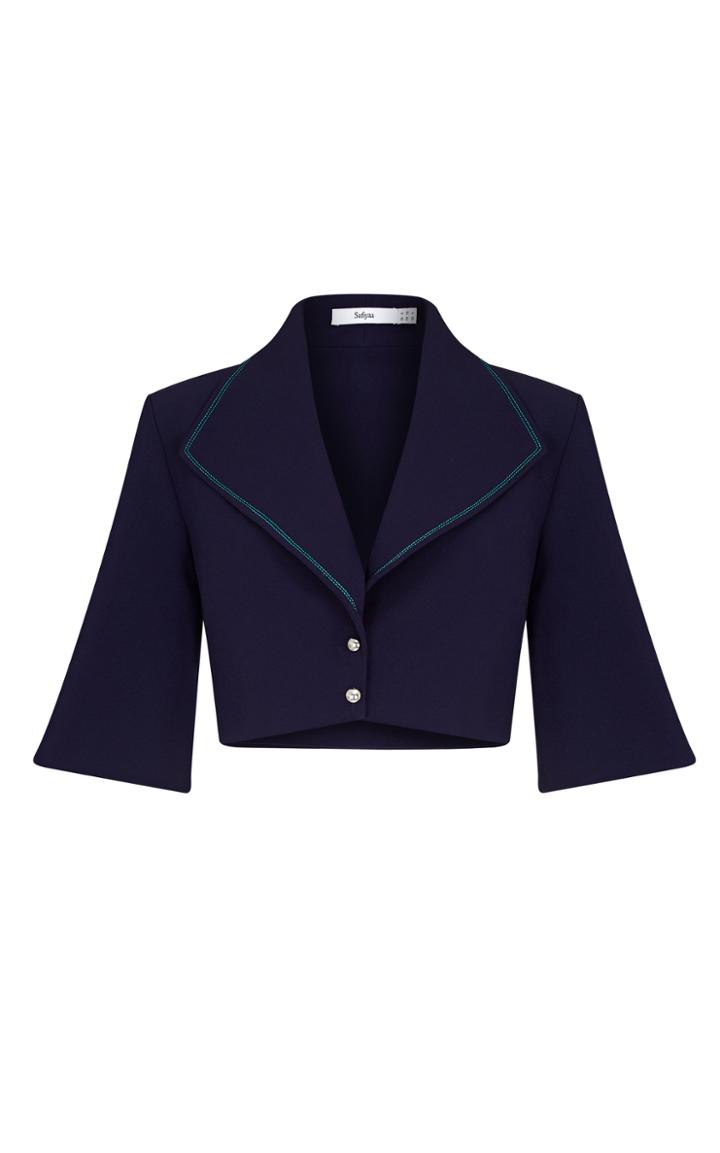 Moda Operandi Safiyaa Durene Heavy Crepe Cropped Jacket