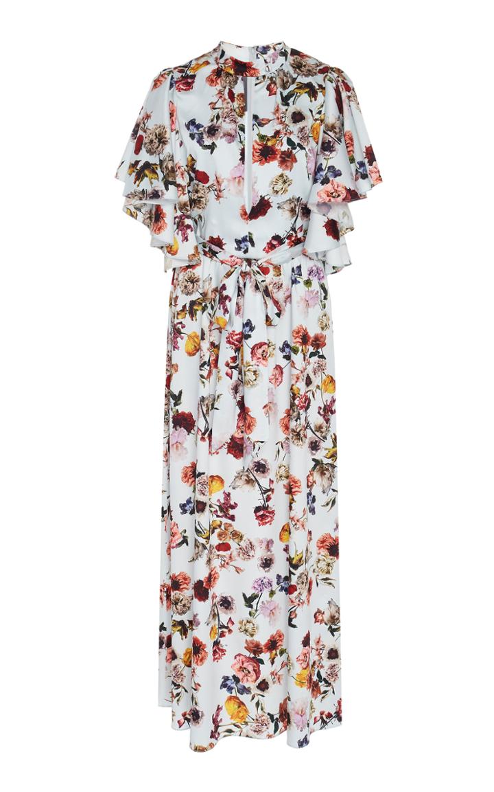 Monique Lhuillier Floral-print Chiffon Midi Dress