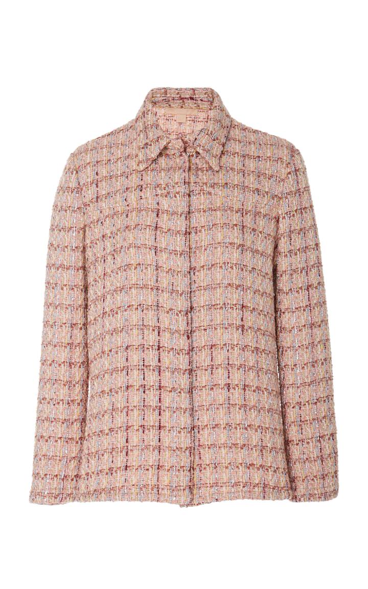 Brock Collection P-ombretto Collared Tweed Wool-blend Top