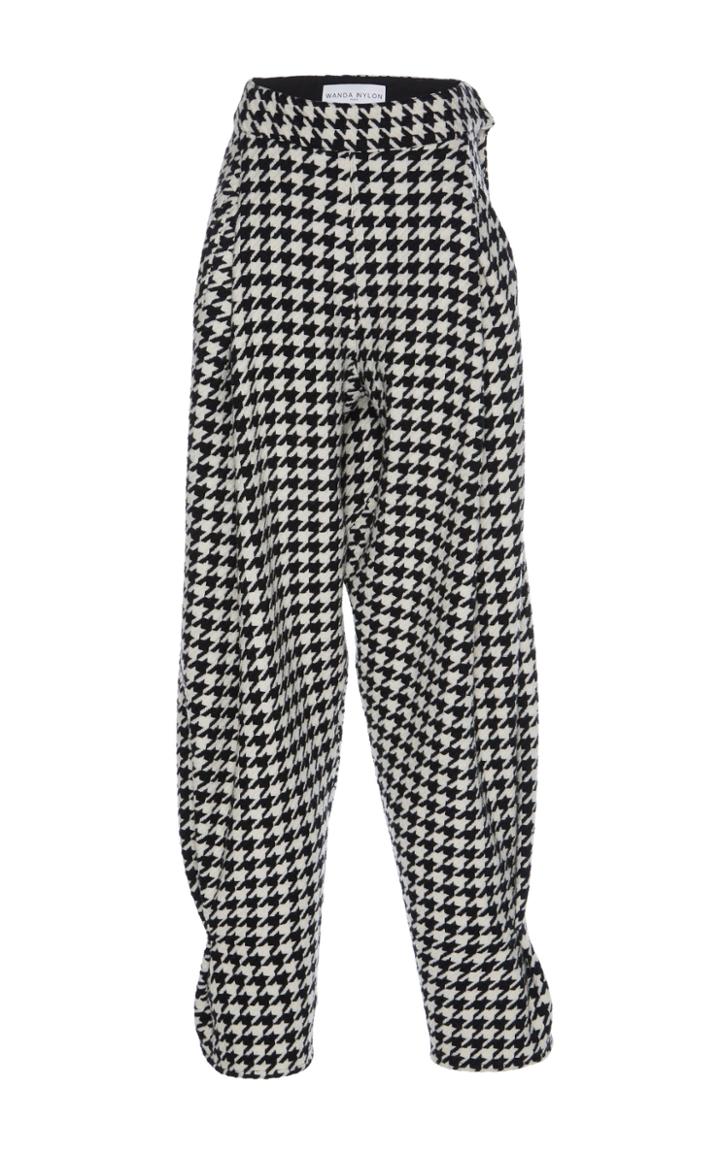 Wanda Nylon Houndstooth Check Harem Pants