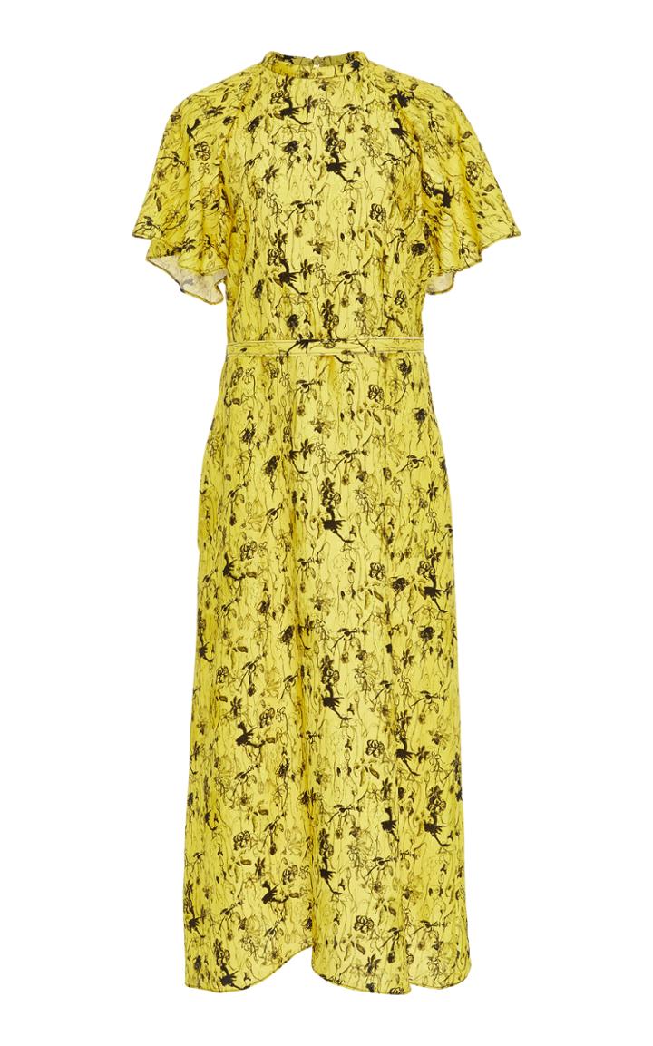 Jonathan Cohen Fluted Sleeve Silk Dress