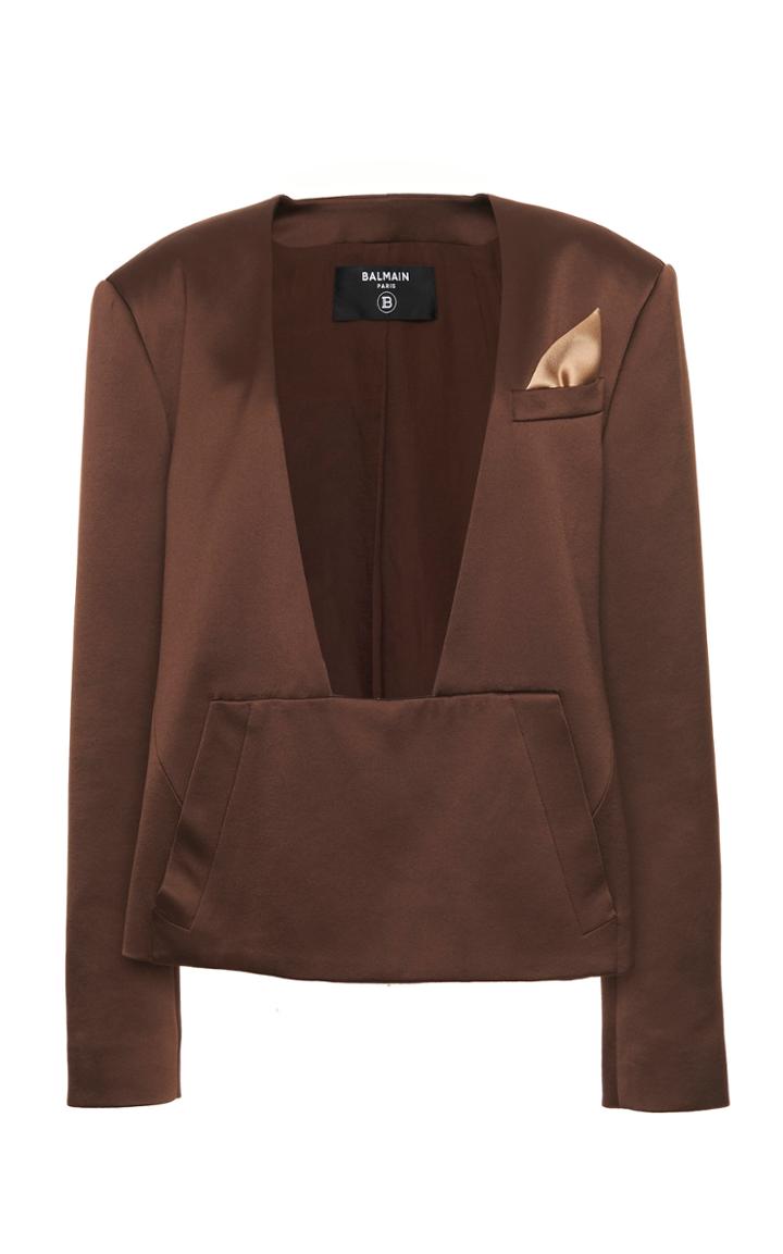 Moda Operandi Balmain Pocket-detailed Satin Over-blazer