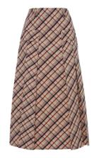 Prada Checked Wool Midi Skirt