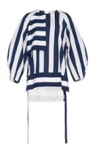 Cyclas Cotton-silk Stripe Curved Sleeve Top