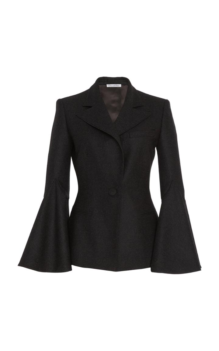 Oscar De La Renta Bell Sleeve Wool-blend Blazer