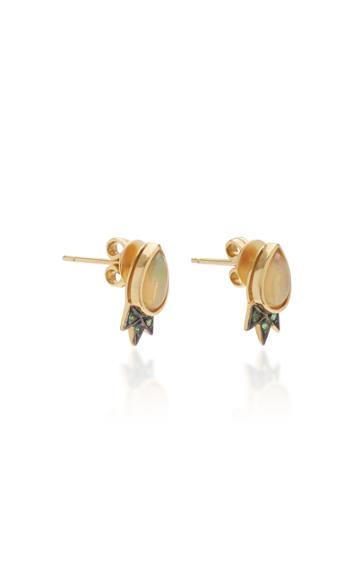 M.spalten Starburst 18k Gold, Opal And Tsavorite Earrings