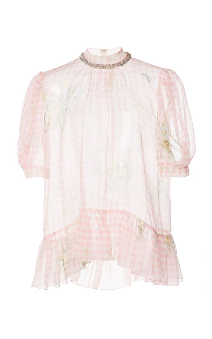 Christopher Kane Gingham Puff Sleeve Top