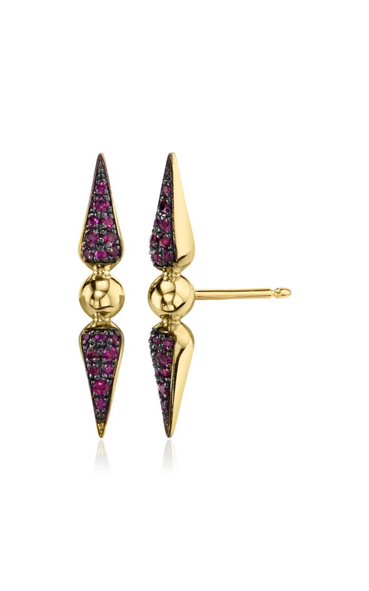 Moda Operandi Sarah Hendler 18k Yellow Gold Pave Tip Spear Ruby Studs