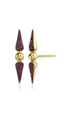 Moda Operandi Sarah Hendler 18k Yellow Gold Pave Tip Spear Ruby Studs