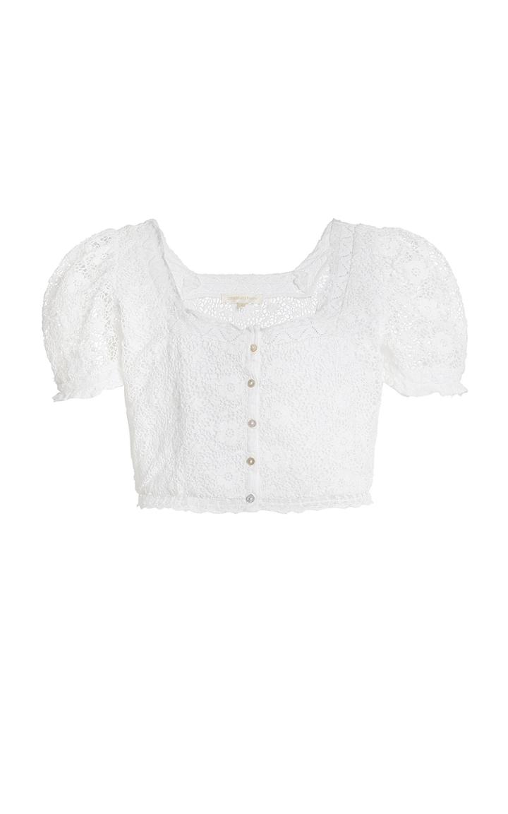 Moda Operandi Loveshackfancy Carmeline Lace Cropped Top