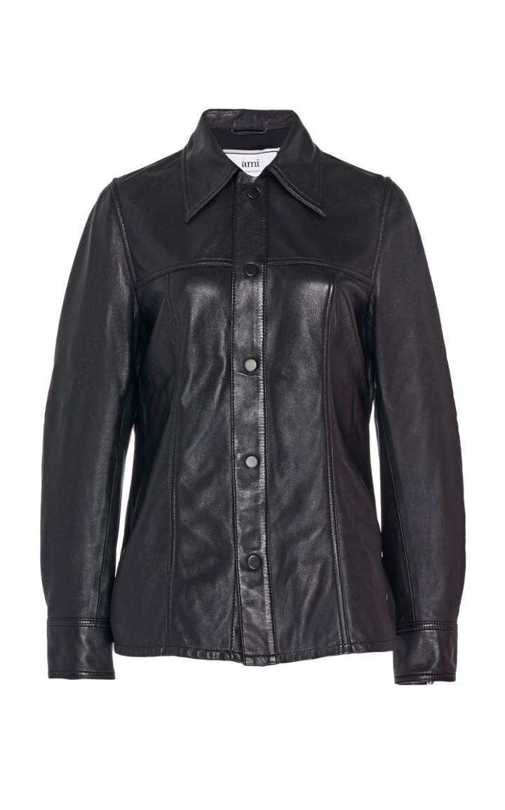 Ami Leather Button-down Shirt