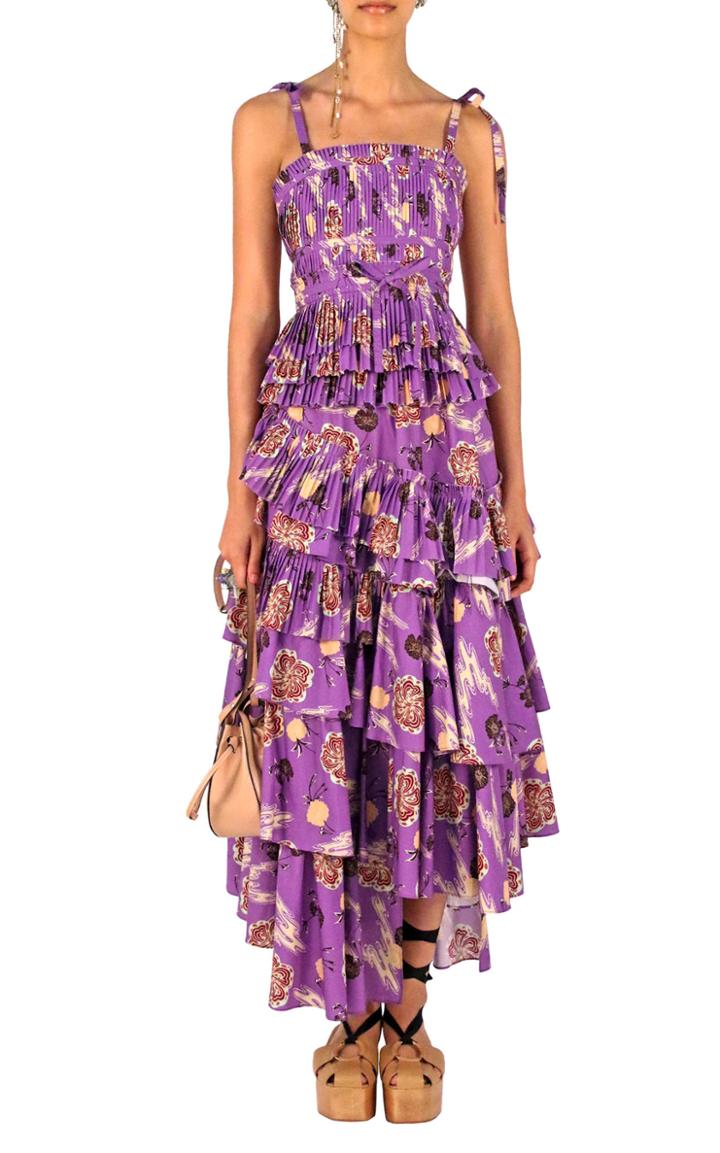 Moda Operandi Ulla Johnson Bea Cotton-plisse Printed Top