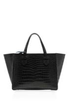 Moreau Medium Black Crocodile Skin Breganon Top Handle Bag