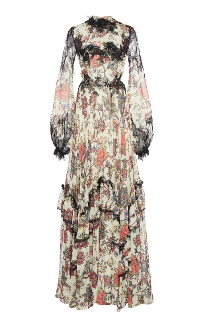 Costarellos Lace Applique Floral Dress