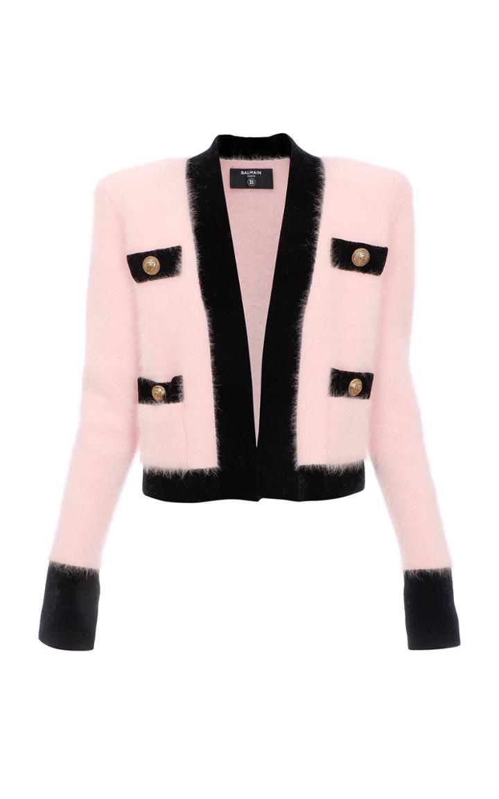 Balmain Velvet-trimmed Angora-blend Sweater