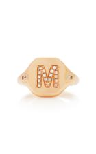 Shay Initial Pinky Ring With Side Diamond Accent