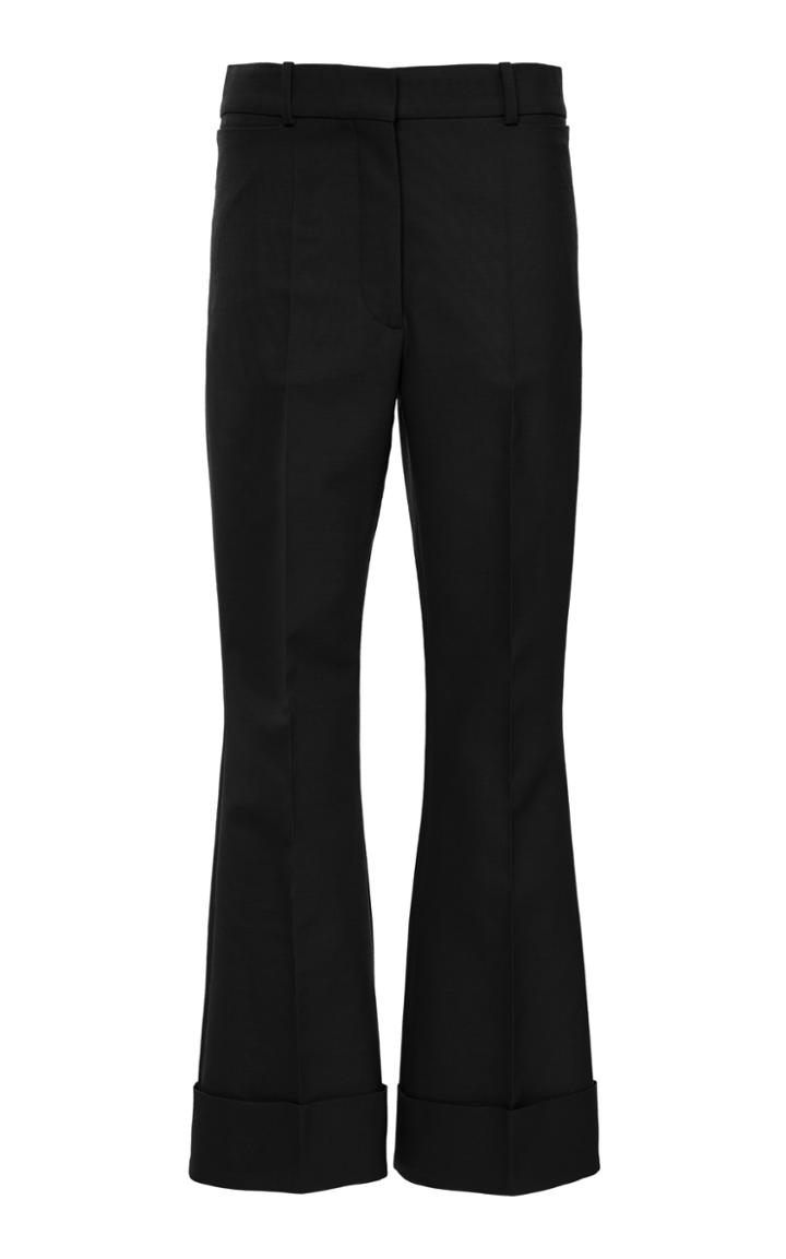 Joseph Tile Wool-blend Faille Cuffed Flared-leg Trousers