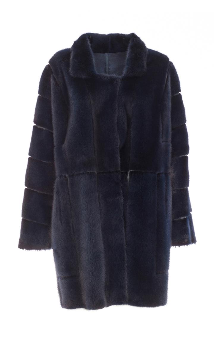 Genny Navy Blue Fur Coat