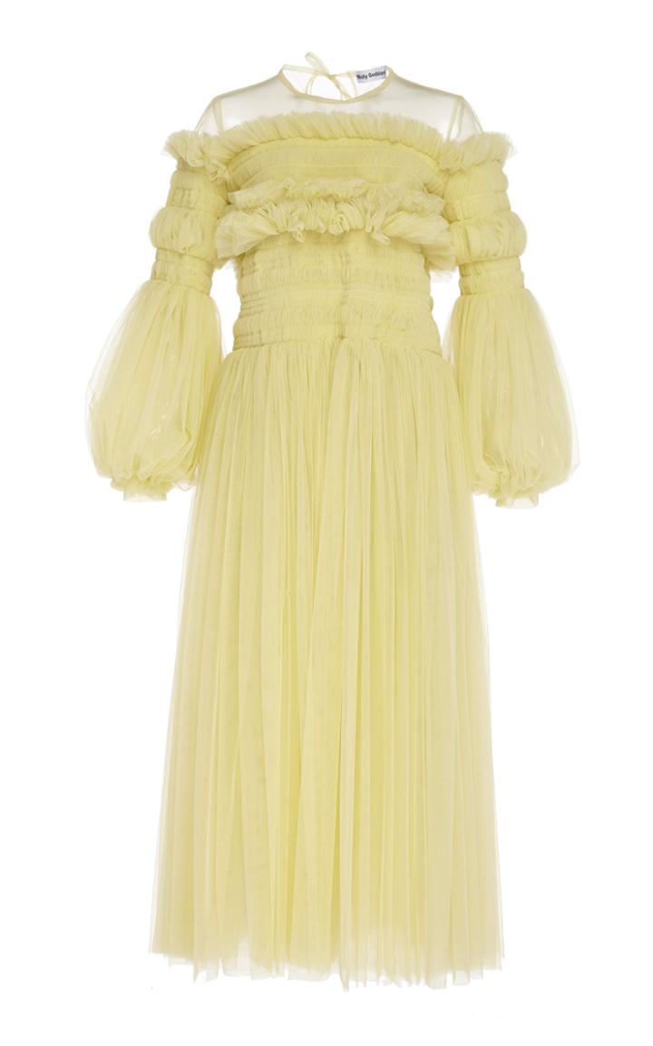 Molly Goddard Emerald Ruffle Chiffon Gown
