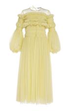 Molly Goddard Emerald Ruffle Chiffon Gown